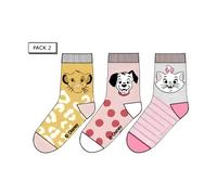 Pack 3 calcetines Disney amarillo 23/26 infantiles con MARIE, SIMBA Y 101 DÁLMATAS