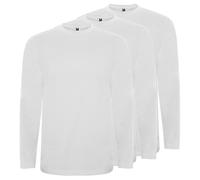 Pack 3 Camisetas Hombre de Manga Larga Extreme 100% Algodón con Cuello Redondo, Colores Surtidos (FR/ES, Letras, M, Regular, Regular, Blanco)