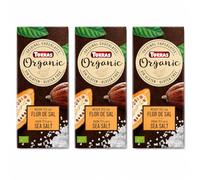 Pack 3 Chocolate Orgánico Negro 70% Cacao con Flor de Sal Bio 100 g, Chocolate Ecológico Intenso con Toque Salino, Tabletas Veganas, Total 300 g