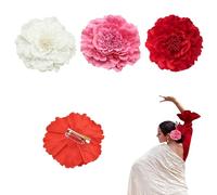 Pack 3 | Clips de Pelo de Clavel para Flamenca | Flor Flamenca Pelo | Peineta Flamenca y Accesorios para la Feria de Abril | Sevillana, Boda y Fiesta | Rosa, Rojo, Blanco