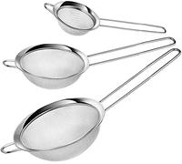 Pack 3 Colador Acero Inoxidable 12cm y 10cm y 8cm/ Colador Cocina/Colador Acero Malla Fina/Juego de Colador Acero Inoxidable Redondo Microperforado 12cm y 10cm y 8cm Pack 3