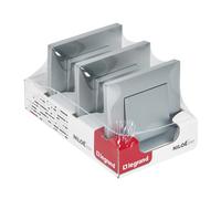 LEGRAND Pack 3 Interruptores o conmutadores monobloc 10AX para instalación empotrada, Gama Niloé Step, Color Aluminio, 398302