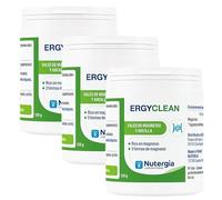 Pack 3 ErgyClean Nutergia 120 g, 360 g totales, sales de magnesio y arcilla verde francesa, con carbonato, citrato y sulfato de magnesio, formato en polvo sin azúcares añadidos.