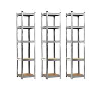 Pack 3 estanterías modulares con 5 baldas ajustables gris 180x40x40cm 175kg thinia home