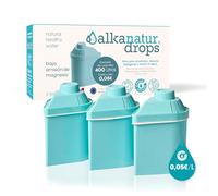 Pack 3 Filtros de Agua Alkanatur Drops Ecológicos de Baja Emisión - Depura Hidrogena Ioniza - Elimina Cloro Metales Pesados Añade Magnesio pH 9 - Cartuchos Libres de Tóxicos - ALKANATUR