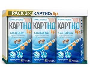 Pack 3 KaptH2O Lip Ynsadiet, 90 cápsulas vegetales en total, con H2OSLIM™ de champiñón común 400 mg por cápsula, polisacáridos y beta glucanos, formato ahorro diario