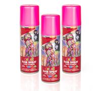 Pack 3 Laca de Pelo Color Fucsia 125ml - Spray Colores para Cabello Rápida coloración, Lavable
