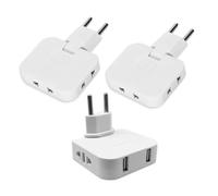 Pack 3 Ladrón Enchufe Plano Extraplano de Pared, Cabezal Giratorio 180º | 2X Adaptador Múltiple 3 Tomas + 1x Adaptador 2 Tomas + 2 Puertos USB | Ideal Detrás de Muebles, Ahorra Espacio