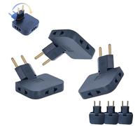 Pack 3 Ladrón Enchufe Plano múltiple de Pared de 3 Tomas con Cabezal Giratorio 180º. Regleta Enchufe Adaptador Europeo y Americano. Color Negro.