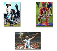 Pack 3 Láminas Decorativas DIN A4 Leyendas del Fútbol | Messi, Maradona y Yamal | Cuadros en PVC Espumado 3 mm con Gancho para Colgar | Decoración para Habitación, Salón, Oficina o Bar | Regalo Único