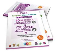 Pack Lengua y matemáticas 3º primaria: 10 Sesiones Contenidos básicos y 101 Tareas para Desarrollo competencias | Editorial Geu (Niños de 8 a 9 años)
