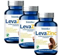 Pack 3 LevaZinc Ynsadiet 225 cápsulas vegetales, 675 cápsulas totales, levadura de cerveza con zinc y vitamina E, complemento para cabello, piel y uñas, formato ahorro.