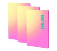 Pack 3 Libretas A4 Milan Sunset Papel Pautado 48 Hojas 95gr Rosa