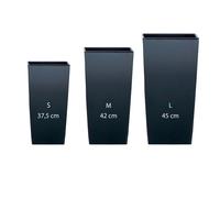 Pack 3 macetas altas prosperplast (11,4/16,3/19 litros) urbi square de plastico en color antracita con deposito