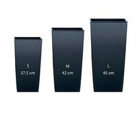 Pack 3 macetas altas Prosperplast (11,4/16,3/19 litros) Urbi Square de plastico en color antracita con deposito