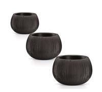 Pack 3 macetas prosperplast beton bowl de plástico con depósito en color cemento negro, tamaño set m