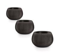 Pack 3 macetas prosperplast beton bowl de plástico con depósito en color cemento negro, tamaño set s