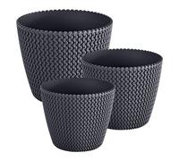 Pack 3 macetas redondas prosperplast (5/11,5/28,2 litros) splofy de plastico en color antracita