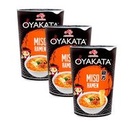 Pack 3 Ramen Instantáneo Sabor Miso en Vaso 66 g Cup, listo en 3 min con agua hirviendo, comida rápida para casa oficina viaje