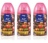 Pack 3 Recambios Aerosol Ambientador Spray Frescor Natural para Difusores y Manual, Esencia para hogar con Aroma Cereza 250 ml