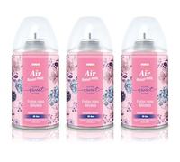 Pack 3 Recambios Aerosol Ambientador Spray Frescor Natural para Difusores y Manual, Esencia para hogar con Aroma Frutos Rojos & Violeta 250 ml
