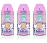 Pack 3 Recambios Aerosol Ambientador Spray Frescor Natural para Difusores y Manual, Esencia para hogar con Aroma Unicornio 250 ml