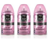 Pack 3 Recambios Aerosol Ambientador Spray Frescor Natural para Difusores y Manual, Esencia para hogar con Aroma La vida Fantastica 250 ml