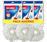Pack 3 Recambios Compatibles con Fregonas Vileda Turbo y Turbo Smart · Pack Ahorro · Microfibra Súper Absorbente · 1 Año de Limpieza · Lavable a Máquina · Cambio Fácil · Apto para Todo Tipo de Suelos