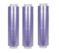 Pack 3 Rollos Film uso alimentario, transparente violeta, para cocina, restaurante, bar, catering, centros médicos y de estética, fisioterapeutas y tatoo. Bobina estirable 30 cm x 300 m