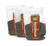 Pack 3 Semillas de Amapola EcoBasics Bio 150 g, 450 g total, semillas ecológicas veganas, fuente de fibra y proteínas, ideales para pan, postres, ensaladas y recetas diarias.