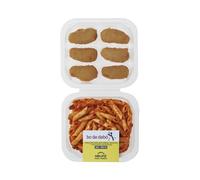 (PACK 3 UNIDADES) 3 Bandejas Macarrones con salsa Boloñesa vegetal y nuggets a base de proteina de soja BO DE DEBÓ 300 g. (PRODUCTO REFRIGERADO)