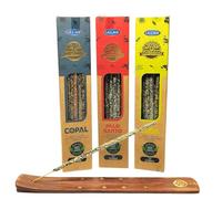 Pack 3 Unidades Incienso Natural Organico Ullas + 1 Tablilla Aromasenses (Palo Santo - Ruda - Copal)