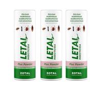 Pack 3 Unidades Insecticida en Polvo Pulgas, Hormigas, Garrapatas y Cucarachas | Talquera 325 g | Control Insectos Rastreros | LETAL Plus Powder ZOTAL