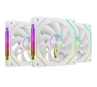 Mars Gaming MF-LINKFINITYKIT2R, Kit 3x Ventiladores Modulares PWM 120mm con Aspas Invertidas, Iluminación ARGB Infinity Mirror, Sistema Modular LINKFINITY Magnético, Configuración Flexible 2+1, Blanco