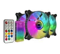 Pack 3 Ventiladores Mars Gaming MF-3DKIT/ 12cm + HUB + Mando a Distancia/ ARGB/ Negro