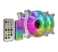 Pack 3 Ventiladores Mars Gaming MF-3DKITW/ 12cm + HUB + Mando a Distancia/ ARGB/ Blanco