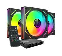 Mars Gaming Ventiladores MF-3DPROKIT Kit 3x120 mm ARGB Infinity Mirror 3D PWM FDB Negro