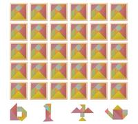 Pack 30 Tangram Infantil Montessori de Madera con Guía - Regalos Cumpleaños Niños Colegio, Detalles Invitados Fiestas, Puzzle Educativo Relleno Piñata Infantil