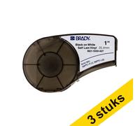 Pack 3x: Cinta Brady M21-1000-427 vinilo laminado negro sobre blanco 25,4 mm x 4,30 m (original)