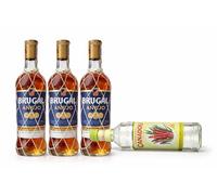 Pack 3x Ron Brugal Añejo 70cl + Sirope de Caña Canadou - Kit Completo para Mojitos y Cócteles - Ron Dominicano Envejecido