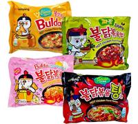 Pack 4 bolsas de Ramén Bulda k Instantáneo Coreano (carbonara, cheese, stew, Jjajang) Sam yang