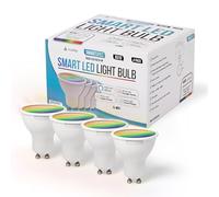 Pack 4 Bombillas LED Inteligentes GU10, RGB y Blanco Regulable, WiFi 2,4 GHz, Compatible Alexa, Google Home y Apple HomeKit, Focos Empotrables LED, Smart Home, Domótica para el Hogar