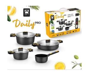 Pack 4 Cacerolas Bra Daily Pro/ Ø16cm/ Ø20cm/ Ø24cm/ Ø28cm/ Apta para Inducción