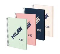 Pack 4 Cuadernos A5 Espiral Tapa Dura Milan 430 80 Hojas Pautadas