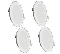 Pack 4 Downlight LED 6W, 560 Lúmenes, 6500K,Corte 7 cm, Diametro 9.5 cm, Difusor PS, Controlador integrado, SMD2835, PCB Aluminio, Diseño Delgado, CRI-80, Vida Útil 40,000h