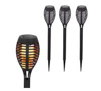 Aktive 61542 - Antorcha solar exterior jardín | Antorcha led - Luz solar exterior | Pack 4 antorchas solares exterior | Luz efecto fuego, impermeable, hasta 6 horas, Luz solar recargable | Ø7,5x50 cm