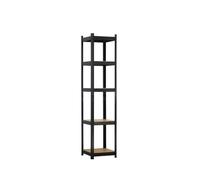 Pack 4 Estantería Metálica Estrecha Negra 40x40x180 cm, Estructura Vertical de Hierro Pintado en Polvo y Baldas de MDF, Almacenaje para Espacios Reducidos, Baño, Cocina, Pasillo, Garaje y Trastero