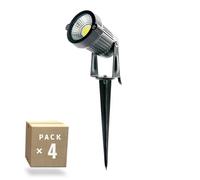 Pack 4 Focos LED Pincho Jardín 5W 421Lm 2700ºK 40.000H [SL-SL-C10-5W-WW-PK4-AP] | Greenice