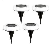 Pack 4 Focos Solares LED Baliza Removible, 10,5x10,5x11 Cm, Negro y Blanco