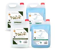 Pack 4 Garrafas 5L: 2 Gel & Champú SPA Fragancia Fresca y 2 Gel & Champú White Tea Harmony • Fórmulas 2 en 1 para Piel y Cabello • Aromas Elegantes • Ideal para Recarga de Dispensadores